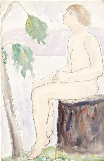 ABRAHAM WALKOWITZ Two watercolors of nudes.